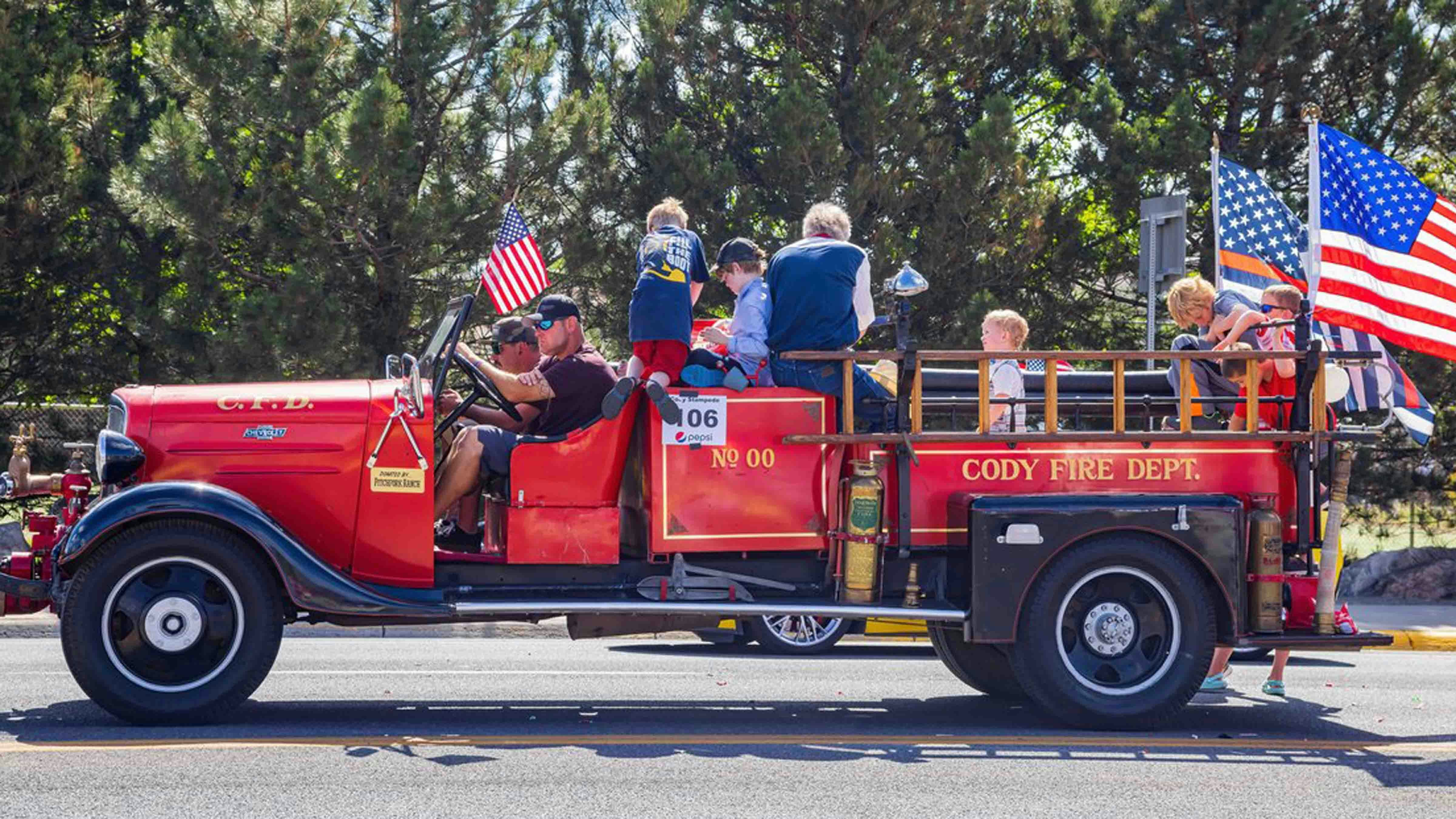 Cody Volunteer Fire Department at the Cody Stampede Parade